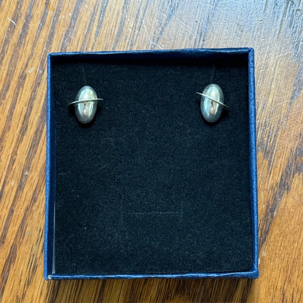 Sterling Silver Orb Bar Earrings - Silver